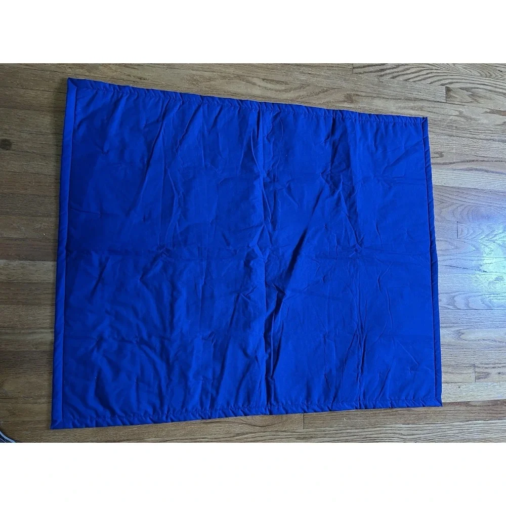 Handmade Baby Quilt Nursery Patchwork Blanket Red Blue 47x38 Tied Quilt